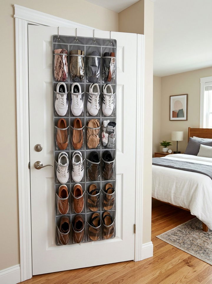 Over The Door Organizers - 30 small bedroom space storage ideas