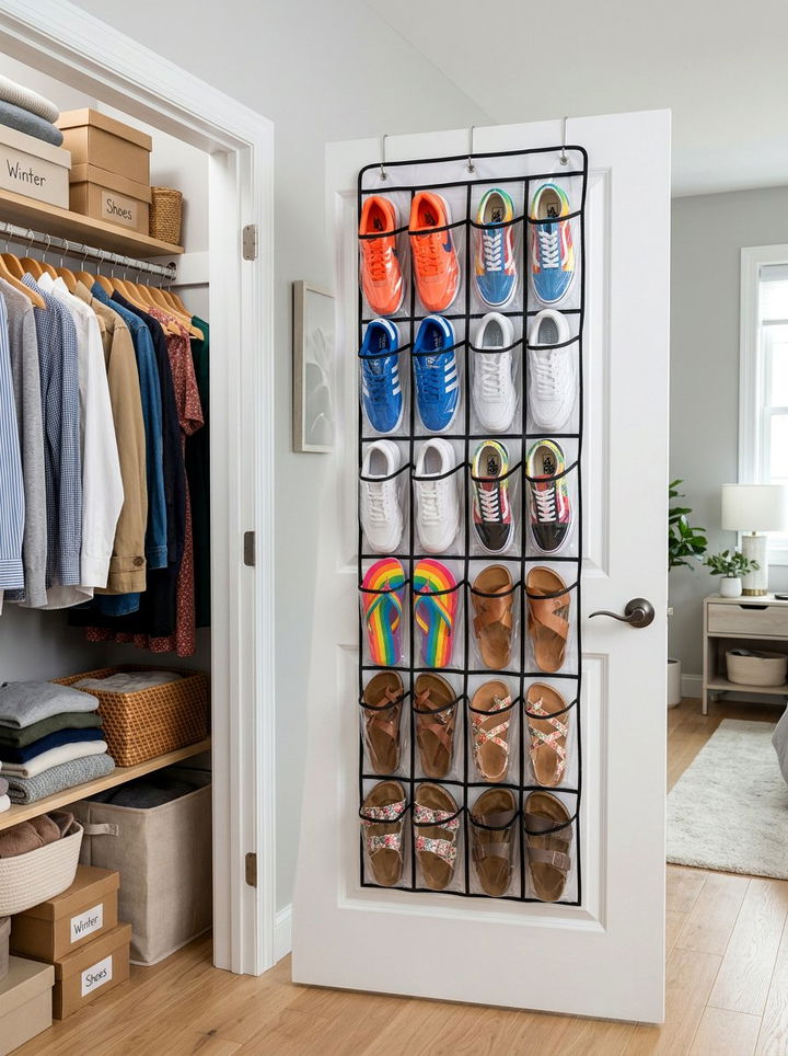 Over The Door Shoe Organizer - 30 bedroom shoe storage ideas