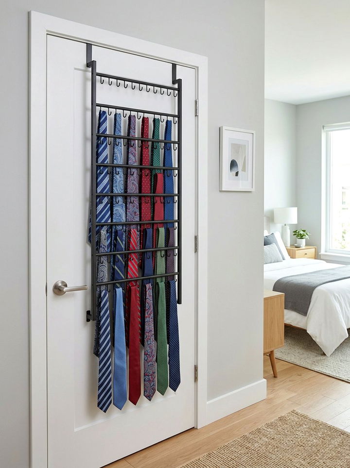 Over The Door Tie Organizer - 30 bedroom tie storage ideas