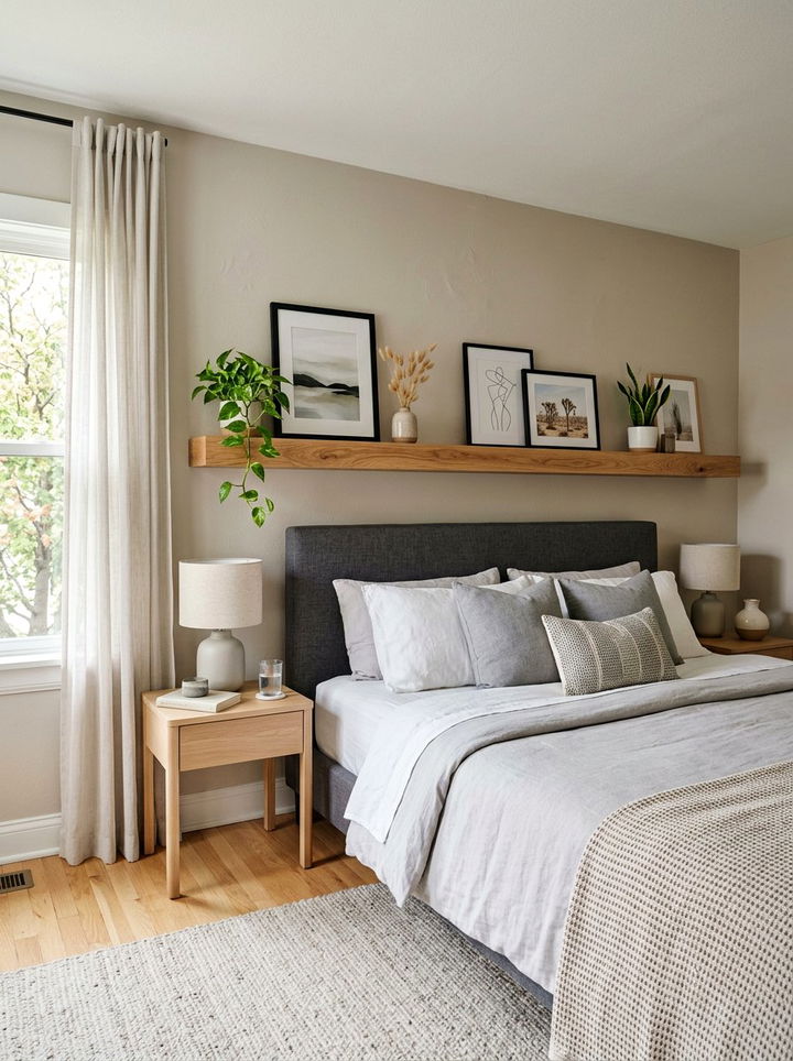 Over the bed shelf - 30 cheap bedroom furniture ideas