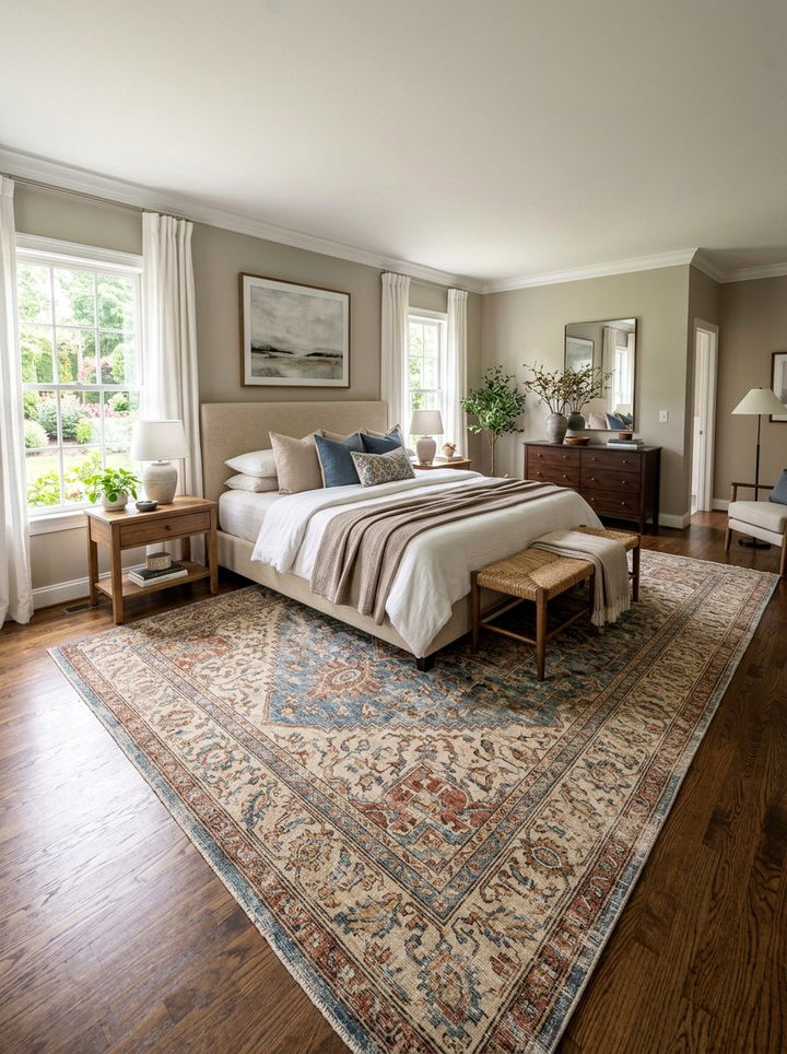 Oversized Area Rug - 30 one day bedroom ideas