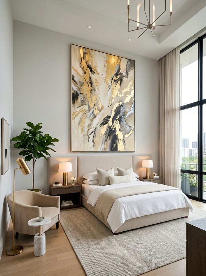 Oversized Art Glam Bedroom - 30 modern glam bedroom ideas