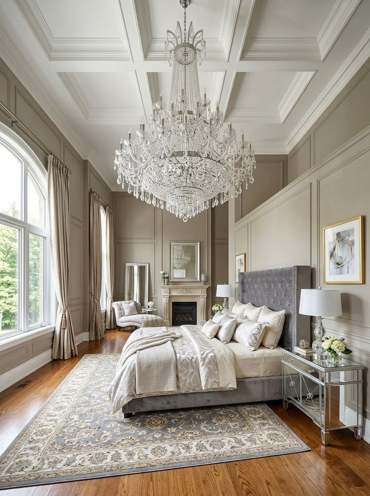 Oversized Chandelier Bedroom - 30 high ceiling bedroom ideas
