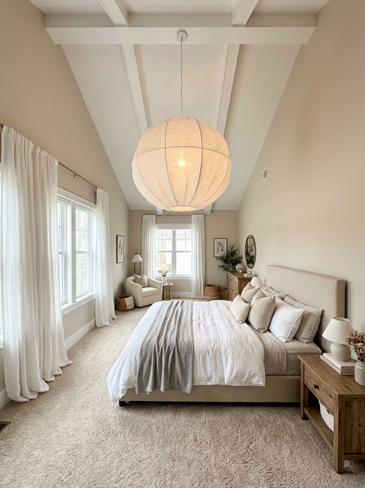Oversized Fabric Pendant - 30 bedroom pendant lighting ideas