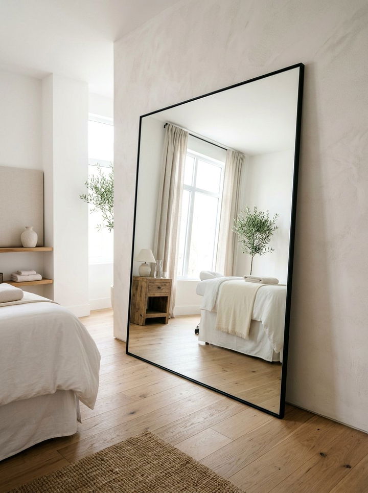Oversized Floor Mirror - 30 spa bedroom ideas