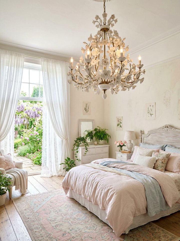 Oversized Floral Chandelier - 30 bedroom chandelier ideas