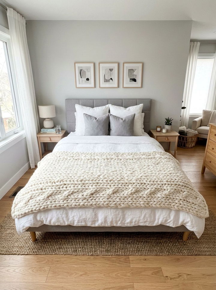 Oversized Knit Throw - 30 bedroom bed styling ideas