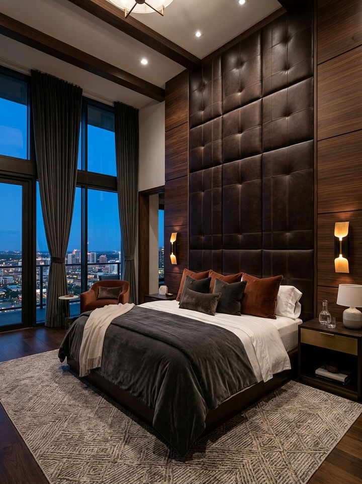 Oversized Leather Headboard - 30 bedroom leather headboards