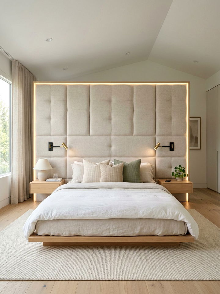 Oversized Padded Headboard - 30 plush bedroom ideas