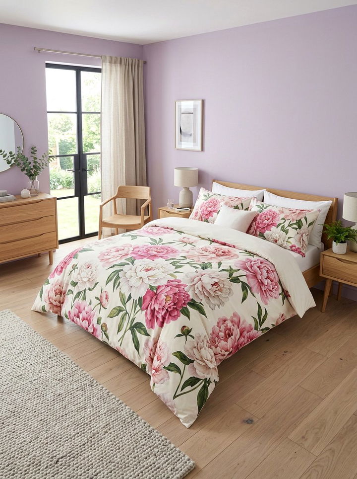 Oversized Peony Print Bedding - 30 bedroom floral bedding ideas