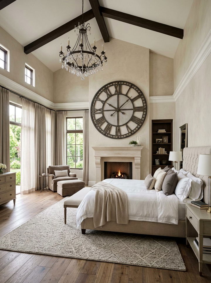 Oversized Roman Numeral Wall Clock - 30 bedroom clock ideas