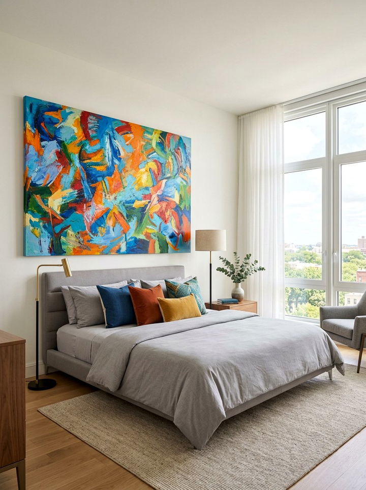 Oversized Statement Art Bedroom - 30 maximalist bedroom ideas