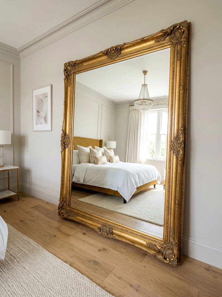 Oversized Wall Mirror - 30 tiny bedroom ideas