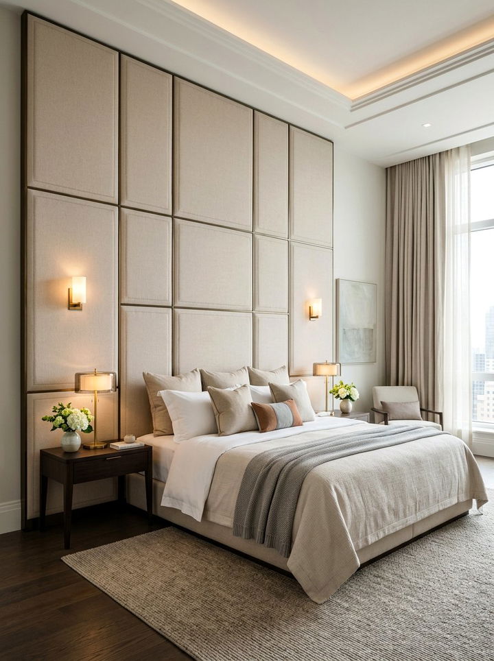 Oversized Wall Panel Headboard - 30 bedroom floating headboard ideas