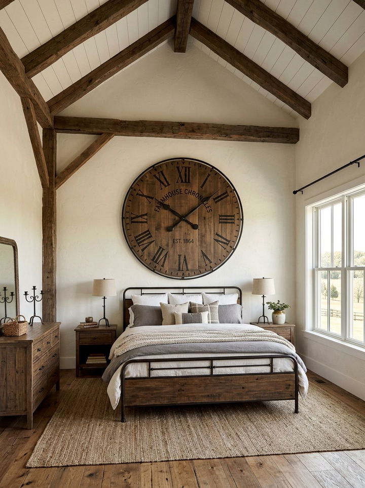 Oversized farmhouse wall clock - 30 bedroom vintage clocks