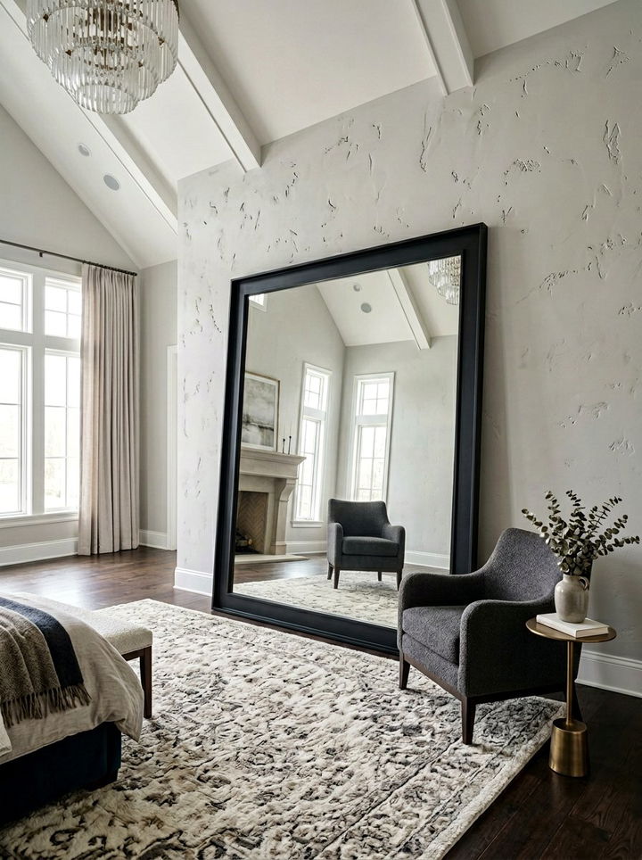 Oversized leaning floor mirror - 30 bedroom leaning mirrors