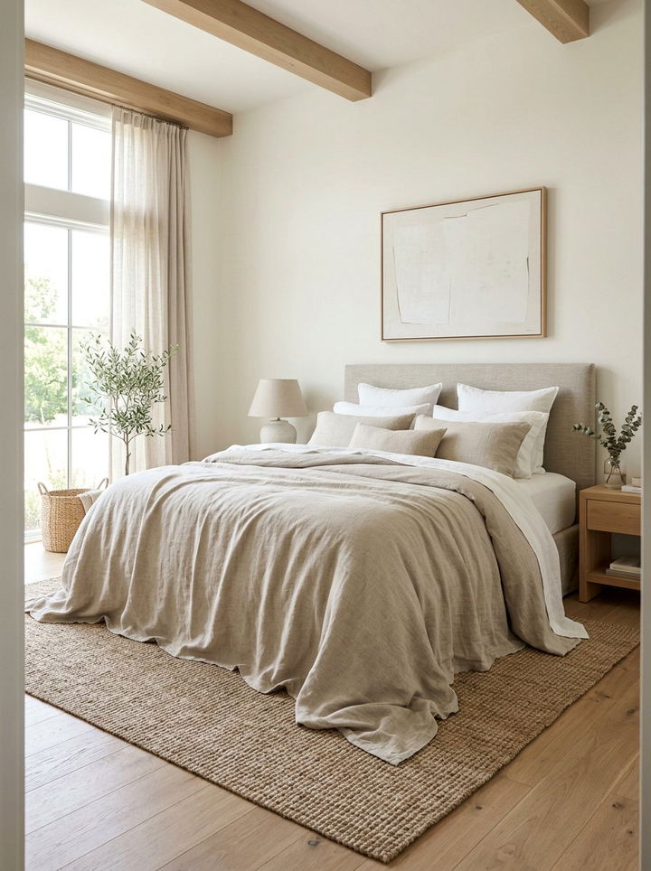 Oversized linen bedspread - 30 linen bedroom ideas