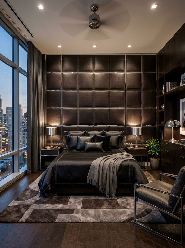 Padded Leather Wall - 30 bedroom wall texture ideas