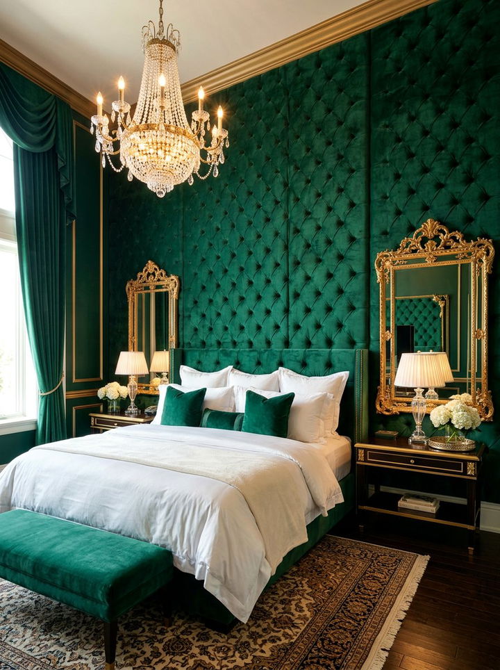 Padded velvet wall - 30 bedroom feature wall ideas