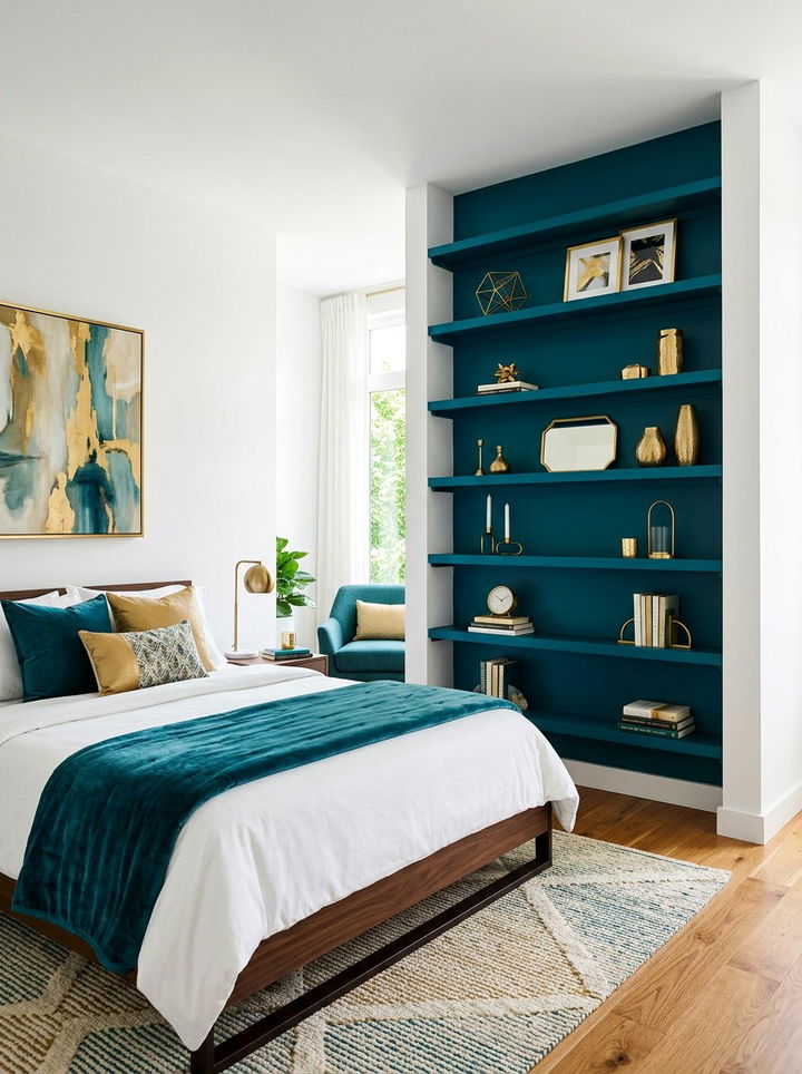 Painted Accent Shelves - 30 bedroom shelving ideas