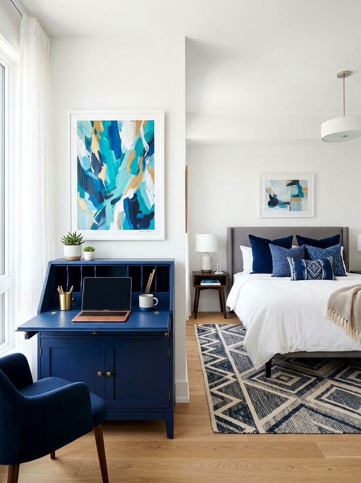 Painted Blue Secretary Desk - 30 bedroom secretary desks