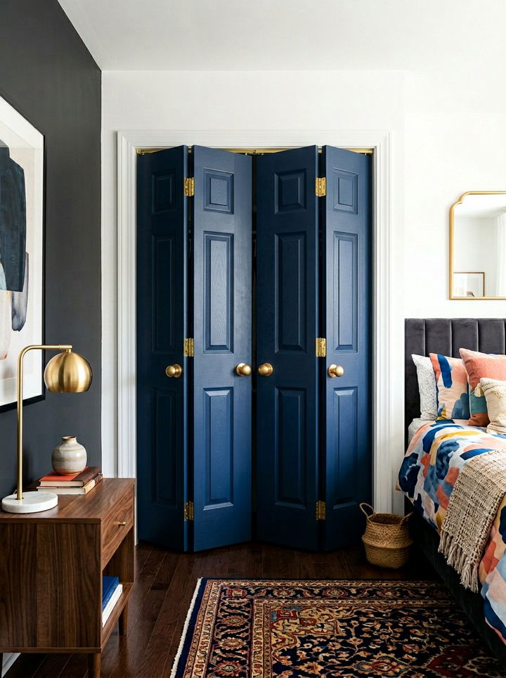 Painted Navy Bifold Door - 30 bedroom bifold doors