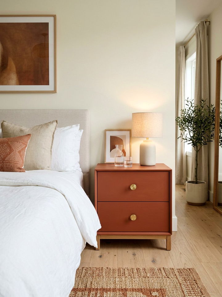 Painted Nightstand - 30 thrifted bedroom ideas