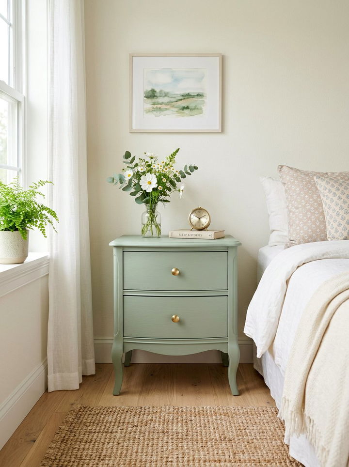 Painted Nightstand Refresh - 30 vintage bedroom ideas