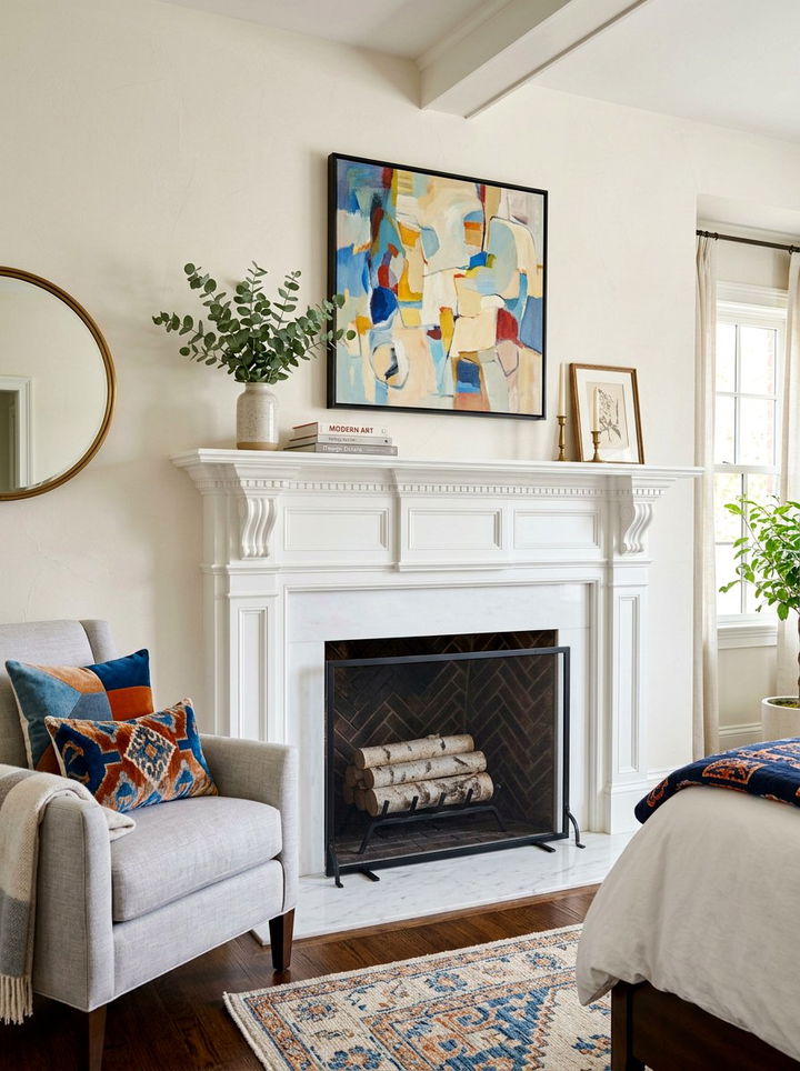 Painted White Bedroom Mantel - 30 bedroom fireplace mantels