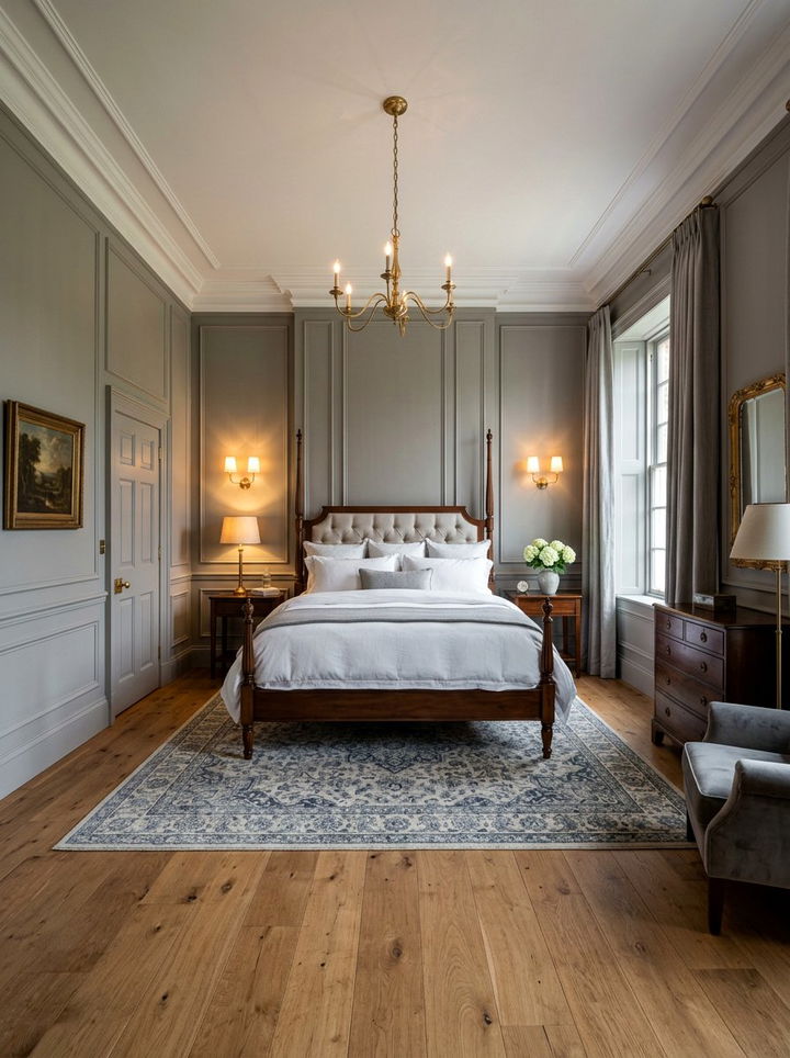 Painted grey wood paneling - 30 traditional grey bedroom ideas