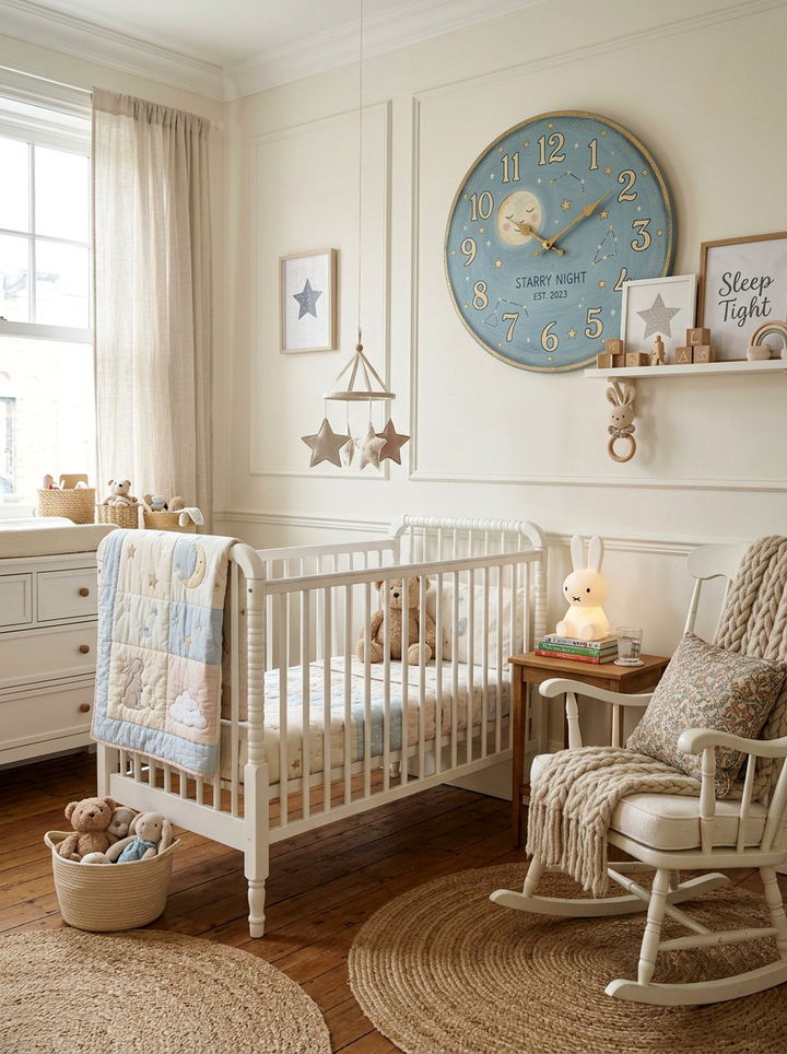 Painted wood nursery clock - 30 bedroom vintage clocks