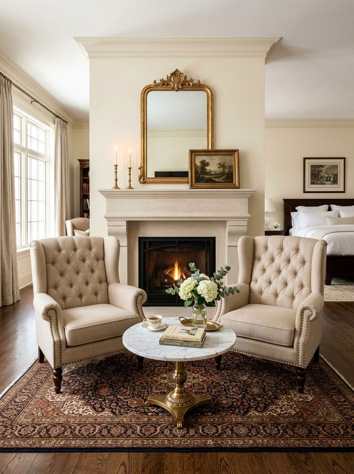 Pair Of Chairs With Table - 30 bedroom seating arrangements ideas