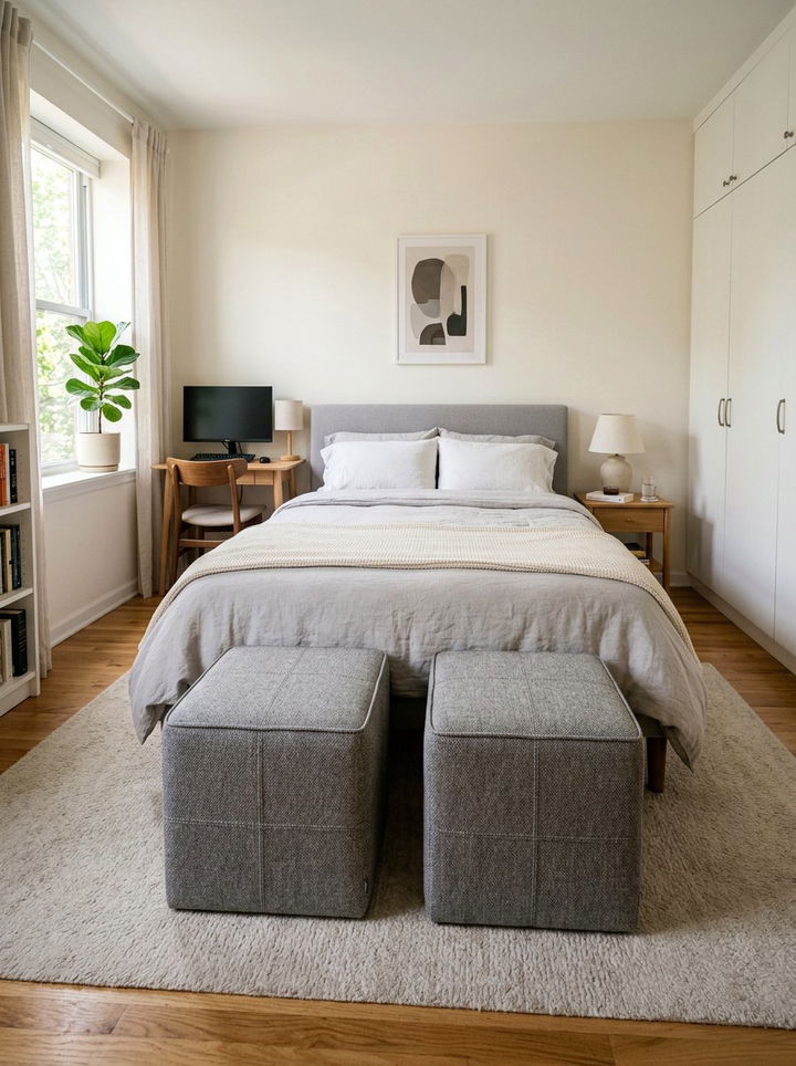 Pair of cube ottomans - 30 bedroom ottomans