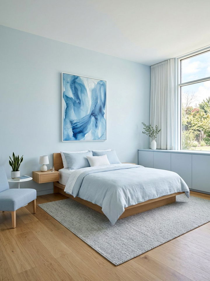 Pale Blue Minimalism - 30 contemporary blue bedroom ideas