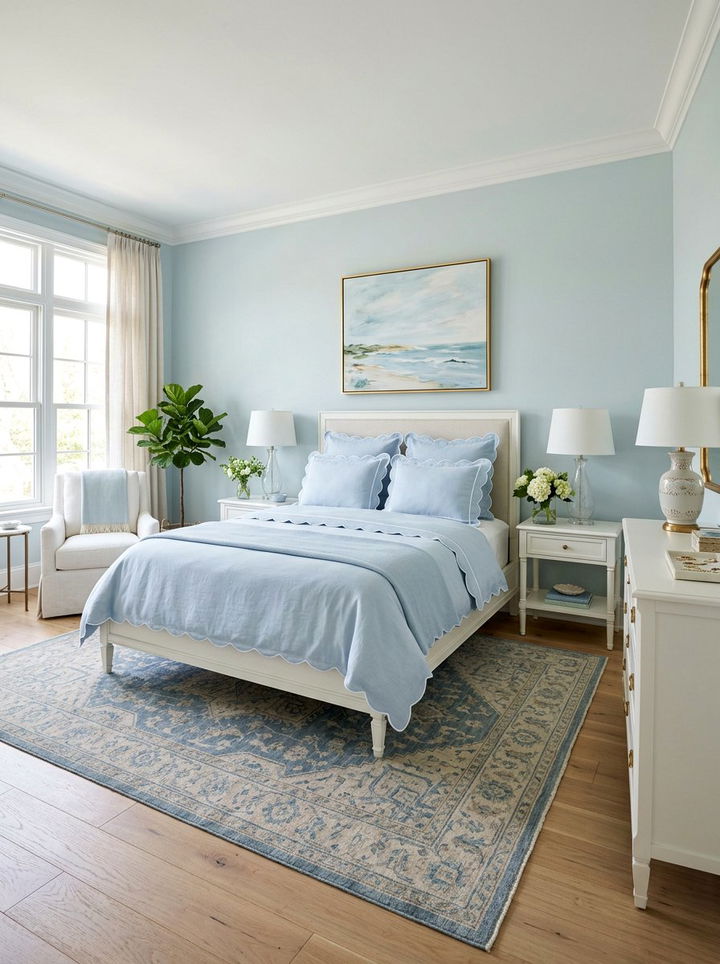 Pale Blue Scalloped Bedding - 30 bedroom blue bedding ideas