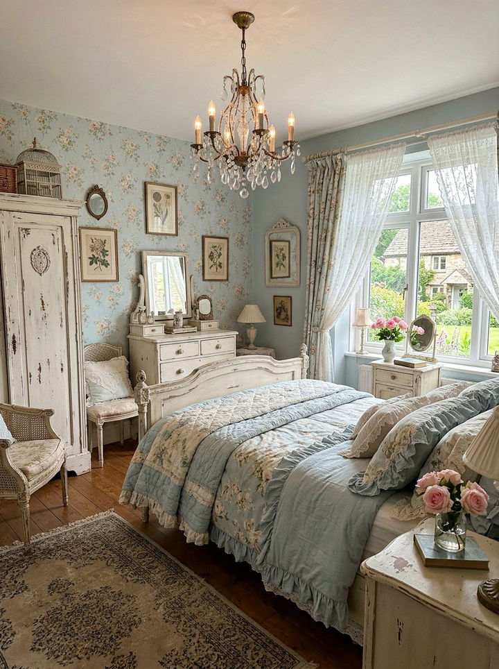 Pale Blue Shabby Chic Bedroom - 30 blue bedroom design ideas