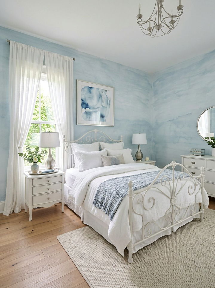 Pale Blue Watercolor Wallpaper - 30 bedroom minimalist wallpapers