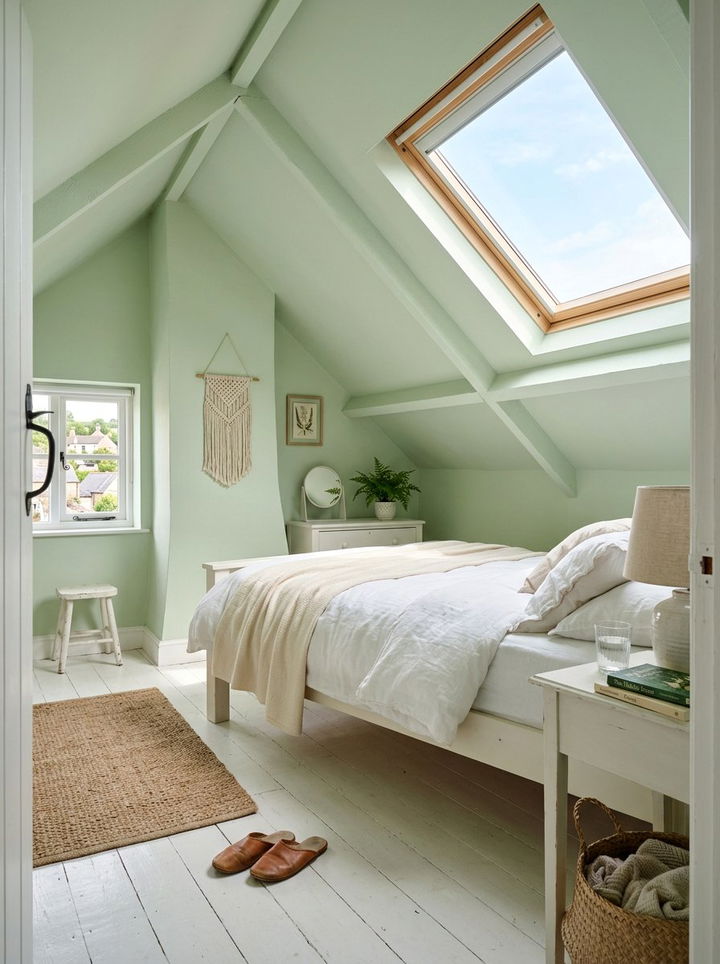 Pale Green Attic Bedroom - 30 pastel green bedroom ideas