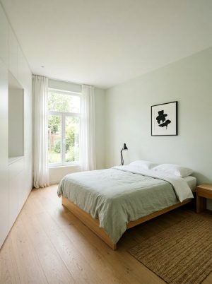 Pale Green Minimalist Bedroom