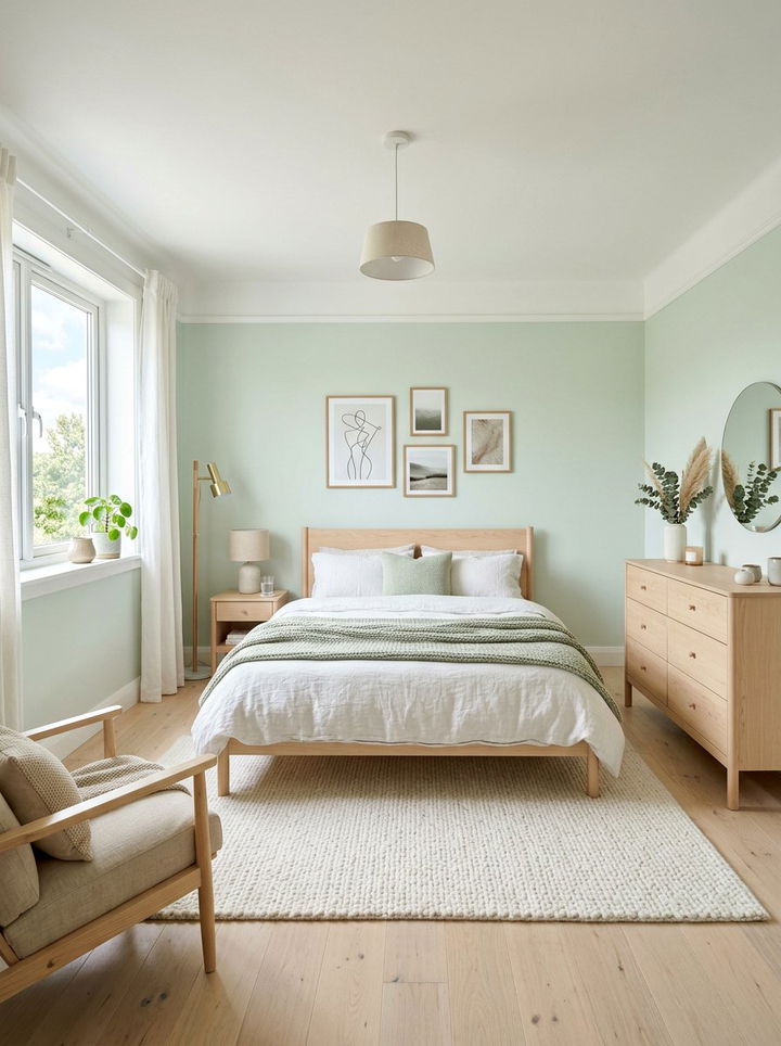 Pale Green Scandinavian Bedroom - 30 cool green bedroom ideas