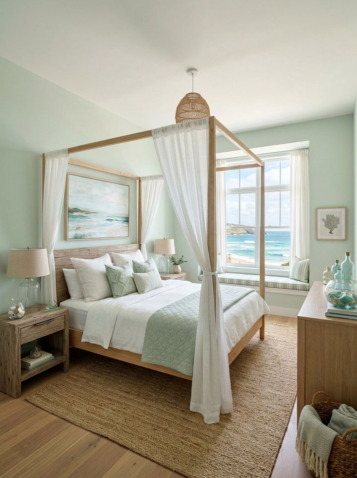 Pale Green Seaside Bedroom - 30 coastal green bedroom ideas