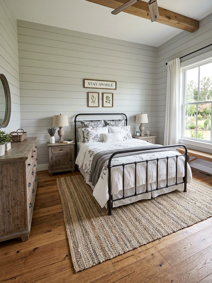 Pale Grey Farmhouse Bedroom - 30 grey bedroom design ideas