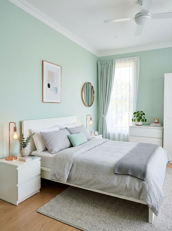 Pale Mint Bedroom - 30 cool toned bedroom ideas