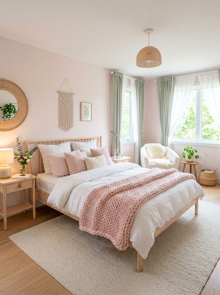 Pale Pink Chunky Throw - 30 bedroom chunky knit throws