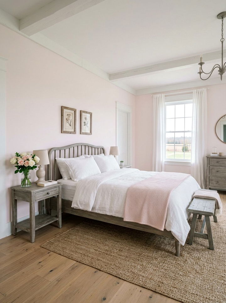 Pale Pink Farmhouse Bedroom - 30 farmhouse bedroom color ideas