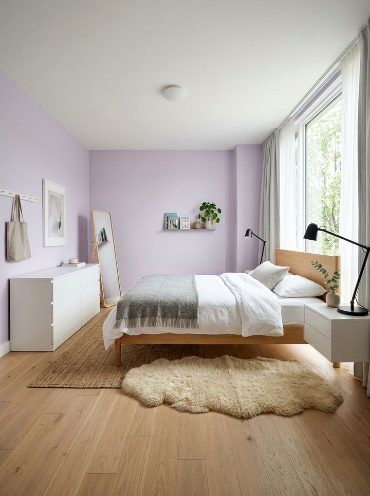 Pale Purple Scandinavian Bedroom - 30 purple bedroom ideas