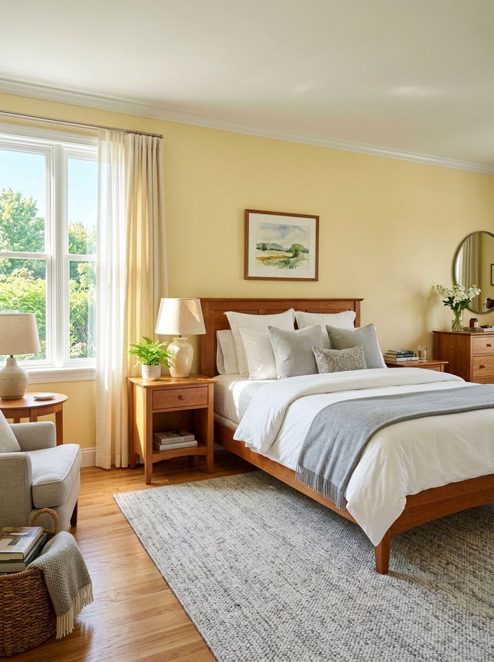 Pale Yellow Accents - 30 calming bedroom color ideas