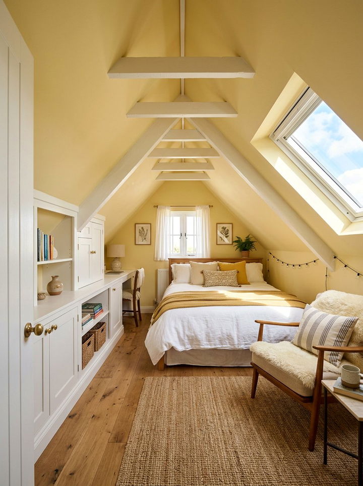 Pale Yellow Attic Bedroom - 30 pale yellow bedroom ideas