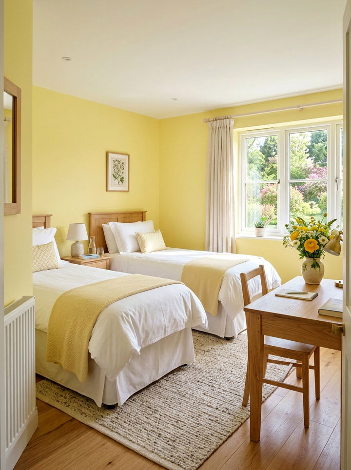 Pale Yellow Guest Room - 30 yellow bedroom decor ideas
