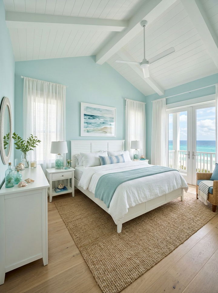 Pale aqua coastal bedroom - 30 coastal bedroom color ideas
